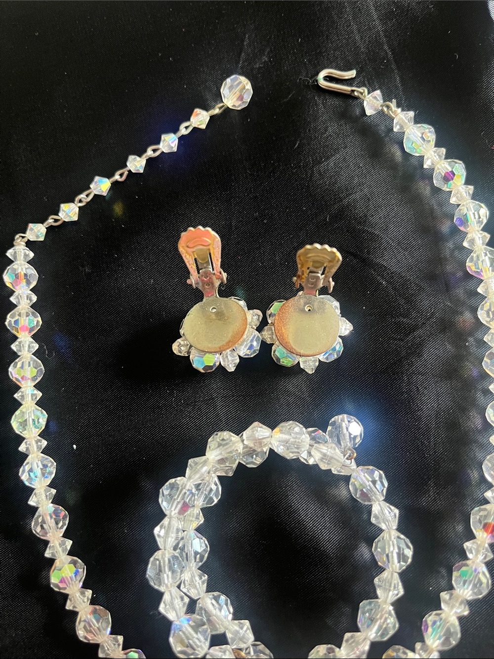 Vintage single strand  Aurora Borealis necklace , bracelet & earrings - Picture 4 of 10